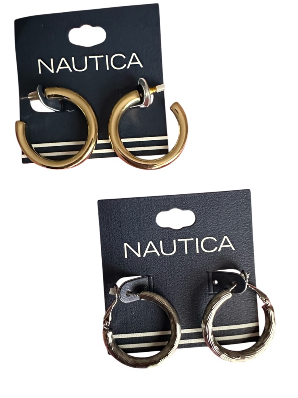 Nautica Mixed Metal Hoop Earring Duo in Gold and Silver
